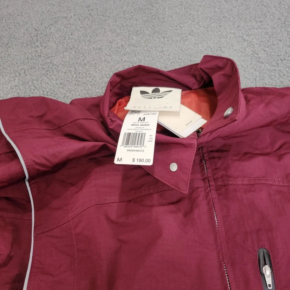 Unisex Size M Adidas Venice Windbreaker Jacket Mesh-Lined Full Zip Maroon JX6182